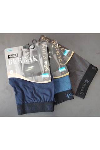 Berrak 4476 Erkek Modal Çok Renkli Likralı Boxer 3 Adet Çok Renkli