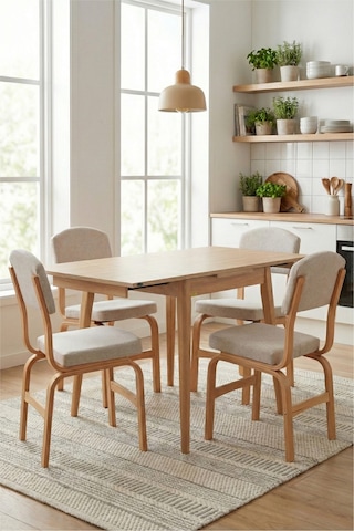 Vilinze Ege Sandalye Avanos Ahşap Mdf Kanatlı Mutfak Masası Takımı - 70x70+70 Cmtk-avanos-07070k-nn-ege19n-sigmabeyaz Kırık Beyaz