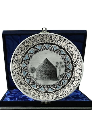 E38 El İşçiliği Çini Tabak Kümbet 25 Cm - 6419