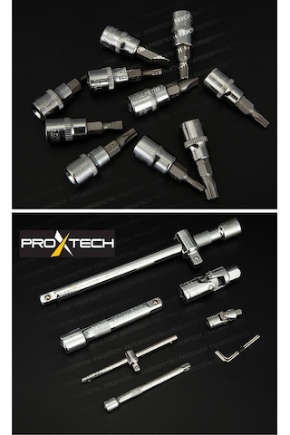 Valiz Çanta Cr-v Çeliği 108 Parça 1/2 Ve 1/4 Torx Cırcırlı Lokma Anahtar Takımı Bits Uç Full Set