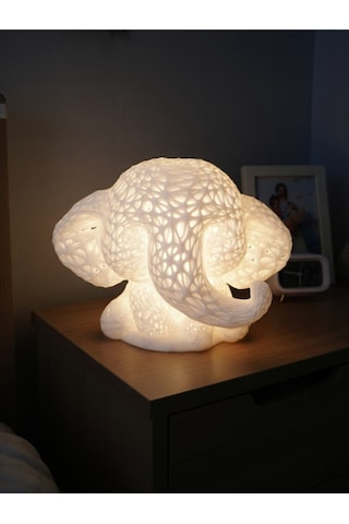 Sevimli Fil Çocuk Odası Gece Lambası 3d Tasarım Led Işıklı Masaüstü Mesh Dekor Hediyelik Beyaz