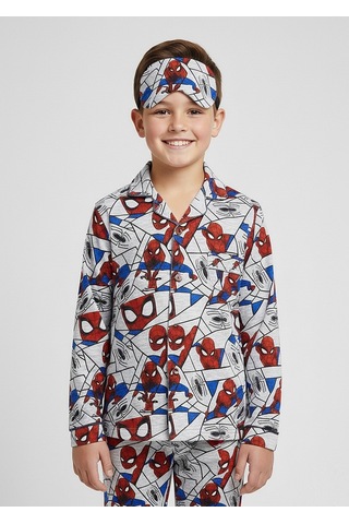 Beka Kids Erkek Çocuk Önden Düğmeli Karakter Desenli Pijama Takımı - Göz Bantlı Çok Renkli
