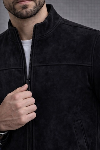 Baselco Slim Fit Dik Yaka Mevsimlik Süet Ceket Siyah
