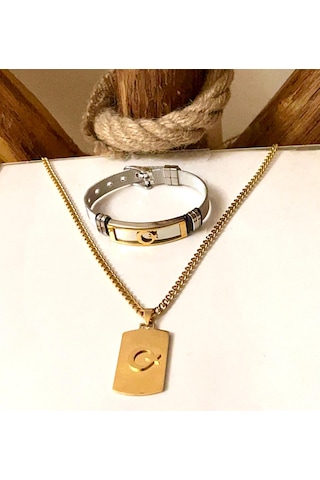 Ay Yıldız Türk Bayrağı Figürlü Süper Kalite Çelik Kolye&bileklik