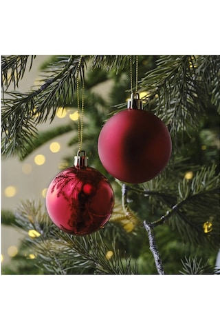 Yılbaşı Süsü 10 Adet 6 Cm Top Süs Kırmızı