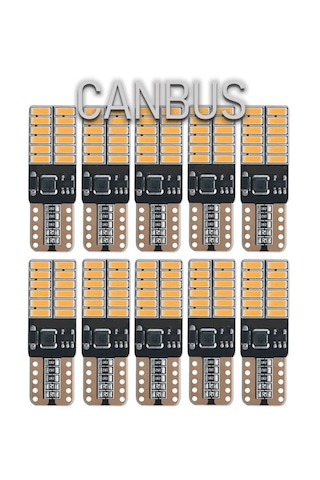 10 Adet T10 Led Park Plaka Tavan Ampulü 24 Ledli Turuncu Sadece 12 Volt Araçlar