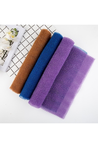 Vkemall Renkli Banyo Lif Takımı - Mor, Mavi, Kahverengi, 3'lü Set, Yıkama Ve Peeling İçin İdeal