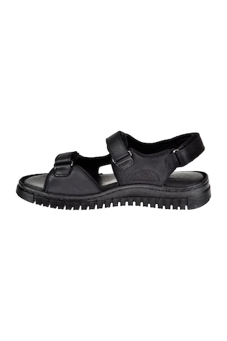 Forelli Hakiki Deri Comfort Cırtlı Kadın Sandalet For-38506 Siyah Nubuk-siyah Nubuk Siyah