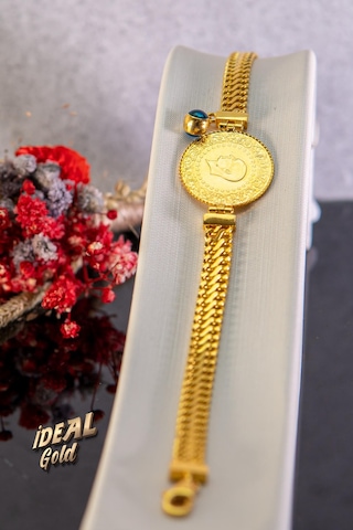 22 Ayar Çeyrekli Zincir Altın Kulp Nazarlıklı Bileklik