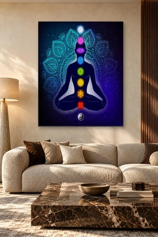 Fida Mandala Fonda Yedi Çakra Meditasyonu Canvas Tablo Çok Renkli