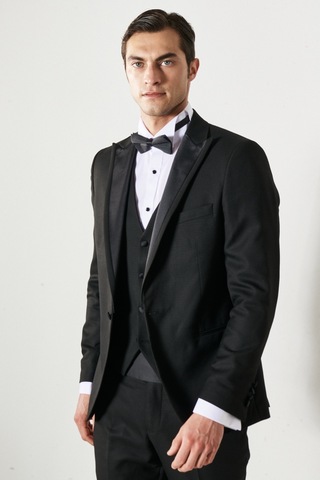 Ac&Co / Altınyıldız Classics Slim Fit Desenli Klasik Smokin Takım Siyah (538463578)