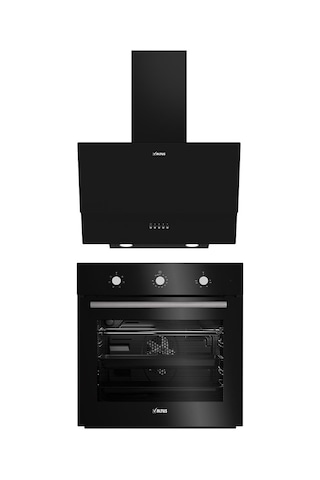 Altus ALA 133 B - ALA 535 B Turbo Fırın 2'li Siyah Cam Ankastre Set