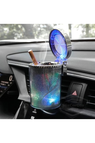Üniversal 7 Renkli Rgb Led Işıklı Lüx Oto Küllük Kapaklı Spor Araç İçi Küllük Araba Küllüğü