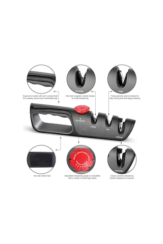 Lmetjma Ayarlanabilir Açılı Bıçak Bileyici 3 Aşamalı El Tipi Manuel Bileyici Profesyonel Bıçak Makas Bileyici Taşı Jt287