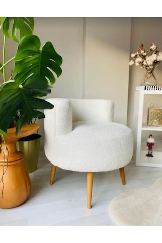 Tekli Puf ,makyaj Önü Pufu,çay Seti Tekli Koltuk, Sıtlı Berjer Salon, Balkon, Ofis ,sıtlı Puf, Beyaz,