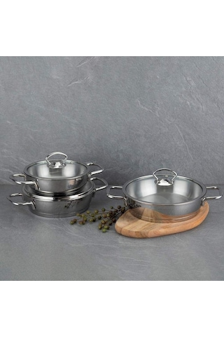 Silver 6 Parça Paslanmaz Çelik Sahan Seti 16-18-20 Cm Diğer