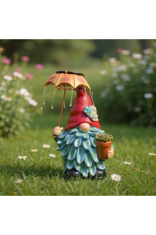 Bahçe Gnome Dekor Güneş Işıkları, Güneş Elf Holding Şemsiye Bahçe Figürleri Dış Mekan Dekoratif, Solar Yard Çok Renkli