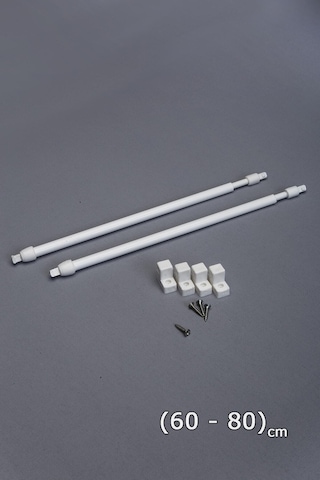 60 - 80 Cm Ayarlanabilir Briz Çubuğu 2 Adet Alüminyum Perde Borusu 4 Adet Başlık 60-80 Cm Beyaz
