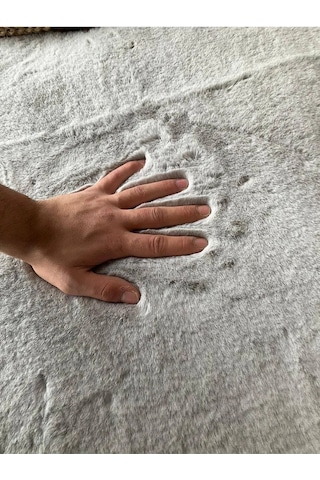 Saraz Halı Tavşan Tüyü Post Peluş Yumuşak Halı Salon Koridor Mutfak Banyo Halısı 100x150gri Gri