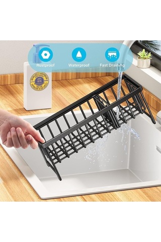 Pazly 24x9.5x10 Cm Paslanmaz Çelik Gümüş Sünger Tutucu Mutfak Lavabo Bulaşık Süngeri Organizatör Süzgeç Fırçası Tutucu Depolama Gümüş