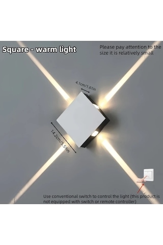 Fastbuy Modern Minimalist Led Duvar Lambası Beyaz 12w Dairesel Kolay Kurulum Alüminyum Kare Oturma Odası Sıcak Işık Beyaz