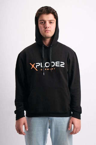 We&me Oversize Geniş Kalıp Baskılı Kapüşonlu Erkek Sweatshirt Turuncu