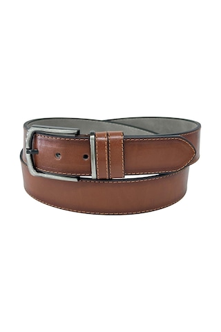 Süzer Deri Kahverengi Suni Deri 4 Cm. Genişlik Sarı Dikişli Düz Model Spor Erkek Kemer // 9011-1 Kahverengi