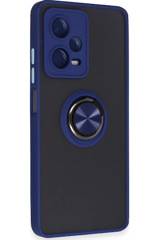 Xiaomi Redmi Note 12 Pro 5g Kılıf Montreal Yüzüklü Silikon Kapak - Lacivert Düz Renkli