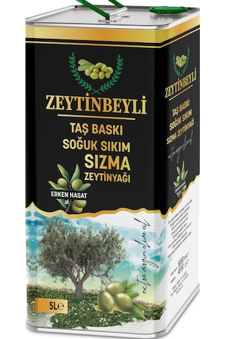 Zeytinbeyli Taşbaskı 5 Lt Natürel Sızma Soğuk Sıkım Zeytinyağı
