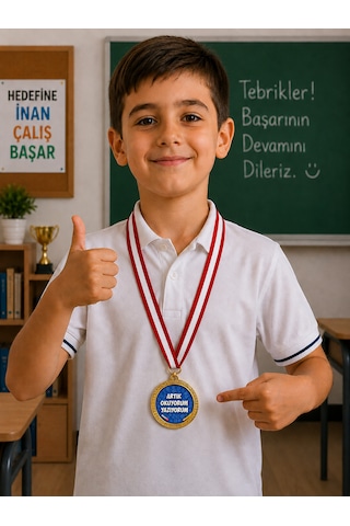 Artık Okuyorum Yazıyorum Madalyası - Dijital Baskılı 1. Kalite Madalya Altın