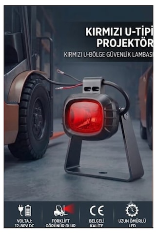 U Tipi Ayaklı Kırmızı Led Forklift Güvenlik Lambası 12v-80v - Redzone Emniyet Projektörü 1 Adet