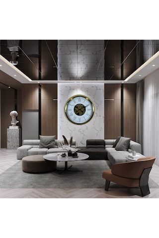 Luxury Gold 60 Cm Çarklı Duvar Saati