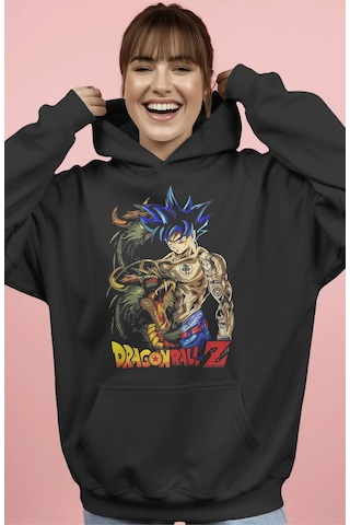 Sevbano Son Goku Dragon Ball Z Anime Ön Baskılı Unisex Oversize Premium H Siyah