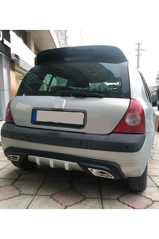 Renault Clio 2 Uyumlu Body Kit Difüzör 2 Çıkış Gri Kare