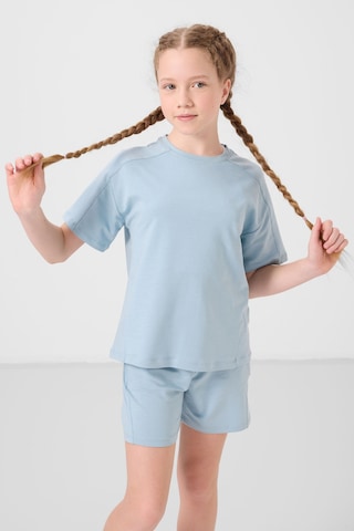 Açık Mavi Pamuklu Yumuşak Dokulu Standart Fit Basic Kız Çocuk Şort Takım - 75184 Açik Mavi Açık Mavi