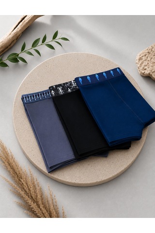 Mutig Tencel Modal Erkek Boxer 3'lü Gri - Siyah
