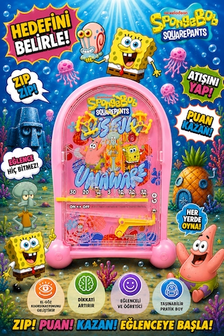Pinball Sunger Bob Eğitici Oyuncak Retro Eğitici Oyuncak Pembe