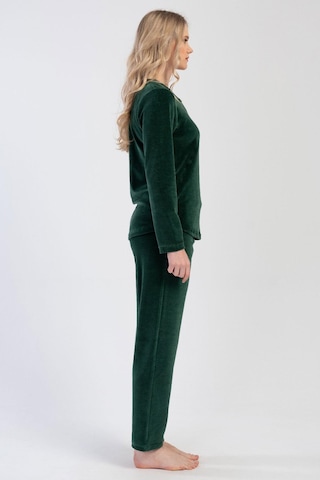 Kadın Kadife Uzun Kol Yeşil Pijama Takım C3t8n0o304 001