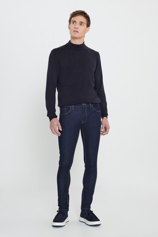 George Henry Pamuklu Slim Fit Dar Kesim 5 Cepli Esnek Jean Kot Denim Pantolon Koyu Lacivert