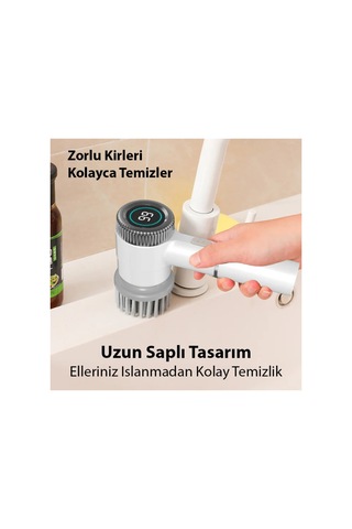 Turbobrush 5 Başlıklı Elektrikli Temizlik Fırçası- 5775 - Karbul5635-9733 Beyaz Beyaz