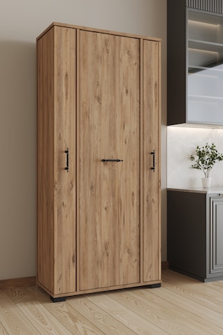 Aeka Ae-3083 Hazal Çok Amaçlı Mutfak Dolabı 3 Kapaklı 15 Raflı Kiler Dolabı Modern Tasarım 170x138x77,5 Çam