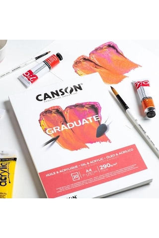 Canson Graduate, Yağlı Ve Akrilik Boya Kağıdı, Hafif Pürüzlü Yüzey, 290 G/m², Kısa Kenarda Yapıştırılmı Genel