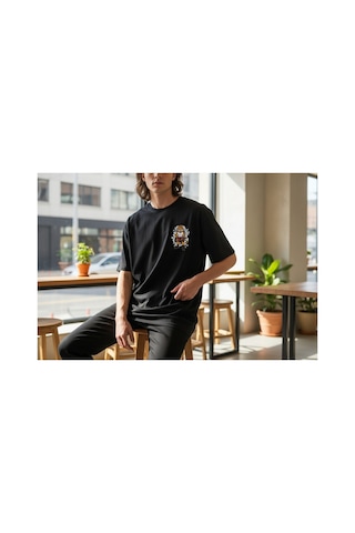 Urbantrendstore Unisex Casual İçin Sade Basic Yazlık Siyah Tshirt Oversize Fit Rahat Geniş Salaş T-shirt Günlük Tişört