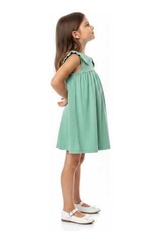 Toontoy Kids Toontoy Kız Çocuk Regular Fit Bebe Yaka Düğmeli Kısa Kollu Elbise 25049 Yeşil