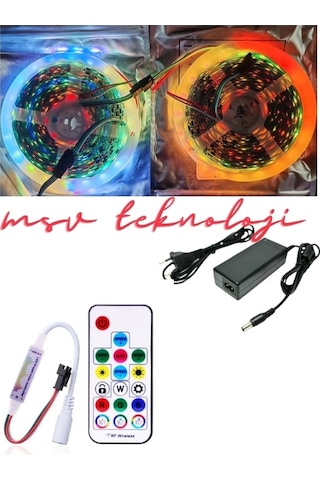 12v 10 Metre Silikonlu Amimasyonlu 5050 Smd Pixel Şerit Led Sese Duyarlı Rf Kumandalı 5a Adaptörlü I