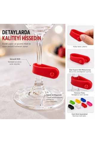 Mottopi Renkli Kadeh Işaretleyici,tekrar Kullanılabilir Bardak Işaretleyici,kadeh Ayırıcı,kadeh Işaretleyici-6 Adet Çok Renkli