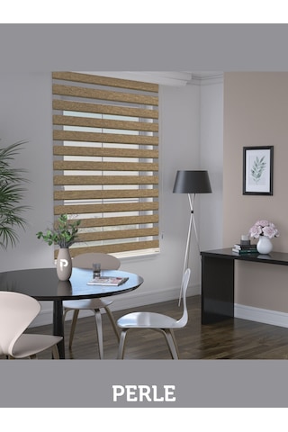 Br Perle Kırçıllı Kahve Renk Bambu Stor Zebra Perde Yüksek Kalite Alüminyum Kasa Kırçıllı Kahve