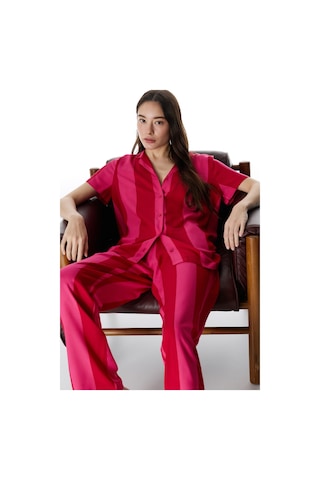Penti Kırmızı For You Çizgili Gömlek Pantolon Pijama Takımı Pn4z3lu626ıy-rd42 Rd42