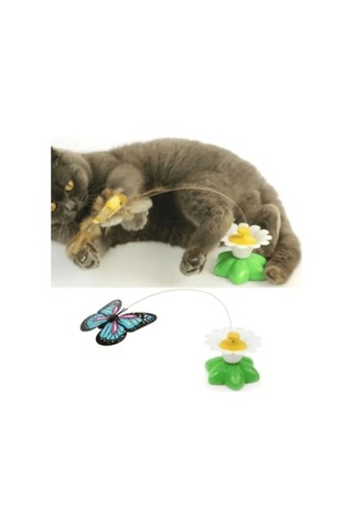 Pribor Evcil Hayvan Hareketli Dönen Kelebek-kedi Oyuncağı Pille Çalışır