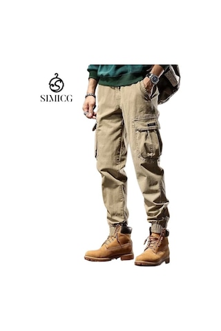 Erkek Retro Yıkanmış Paçalı Tulum Haki